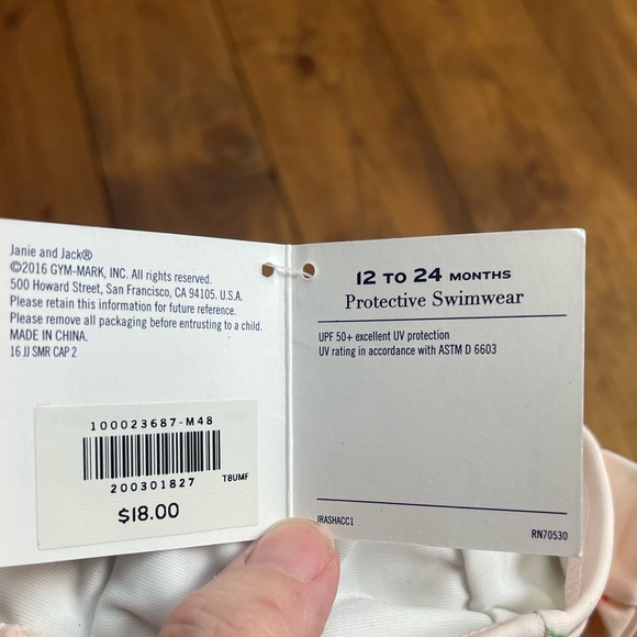 Janie and Jack Swim cap protective wear size 12-24 months pink flamingo print - Picture 5 of 5